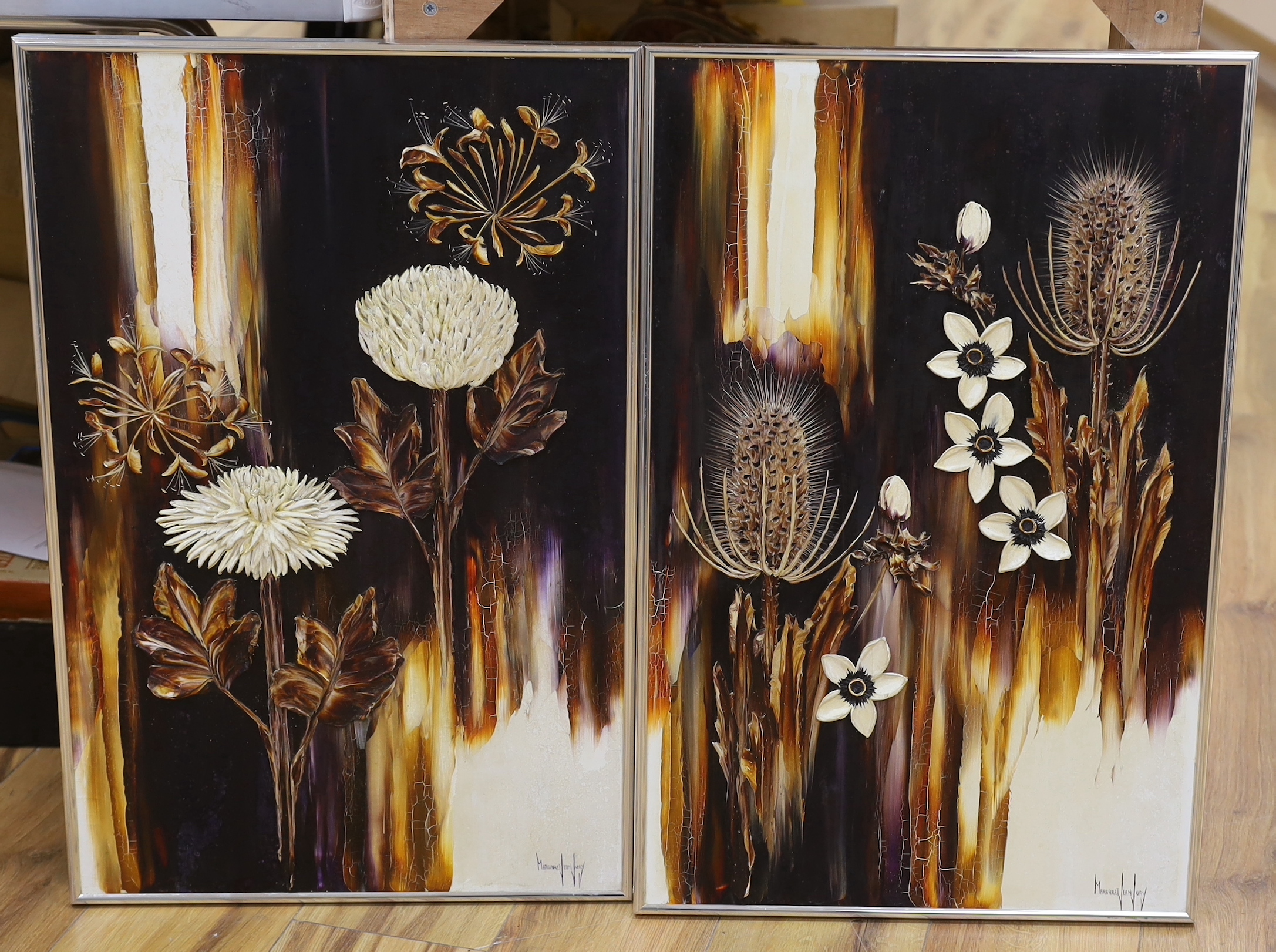 Margaret Jean Jury, a pair of framed floral compositions